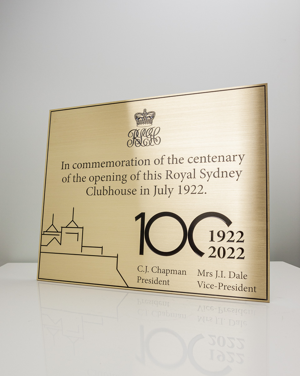 Royal Sydney Clubhouse Brass Plaque